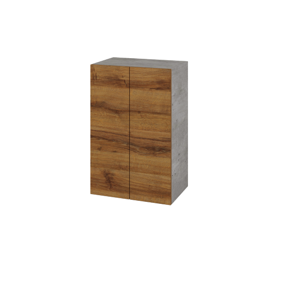 Hängeschrank UNI SYD2 50  - D01 Beton - Grifflose Ausführung T00 (ohne Bohrungen für Griffe) - D27 Cognac