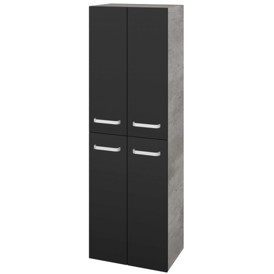 Hochschrank UNI SVD4 50  - D01 Beton - Griffes T01 - L03 Grau Metallic Lack Hochglanz