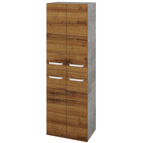 Hochschrank UNI SVD4 50  - D01 Beton - Griffes T01 - D27 Cognac