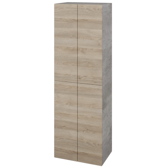 Hochschrank UNI SVD4 50  - D01 Beton - Grifflose Ausführung T00 (ohne Bohrungen für Griffe) - D17 Eiche Colorado