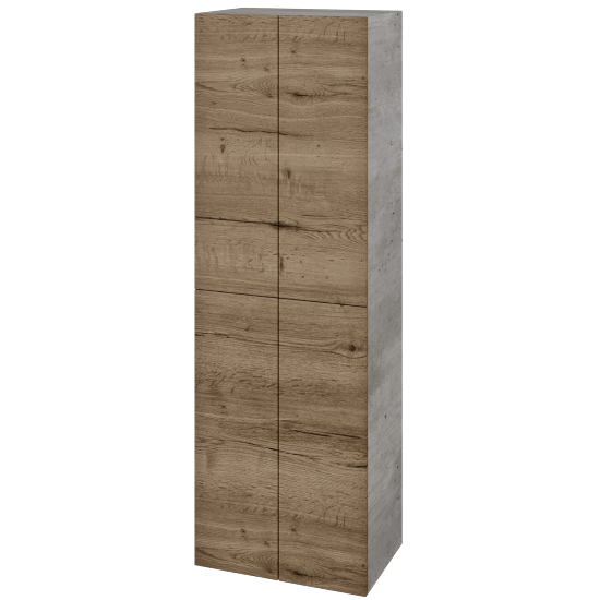 Hochschrank UNI SVD4 50  - D01 Beton - Grifflose Ausführung T00 (ohne Bohrungen für Griffe) - D21 Tobacco