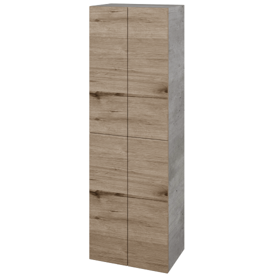 Hochschrank UNI SVD4 50  - D01 Beton - Grifflose Ausführung T00 (ohne Bohrungen für Griffe) - D23 Eiche Herkules