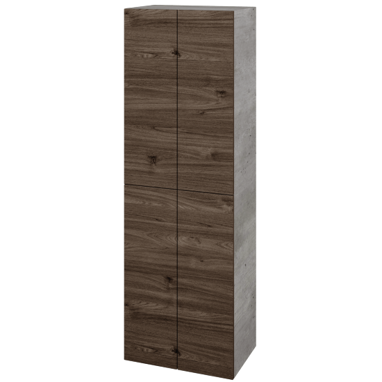 Hochschrank UNI SVD4 50  - D01 Beton - Grifflose Ausführung T00 (ohne Bohrungen für Griffe) - D25 Teak