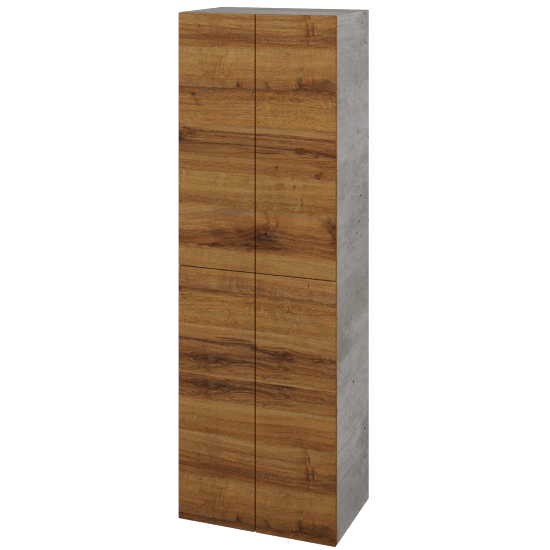 Hochschrank UNI SVD4 50  - D01 Beton - Grifflose Ausführung T00 (ohne Bohrungen für Griffe) - D27 Cognac