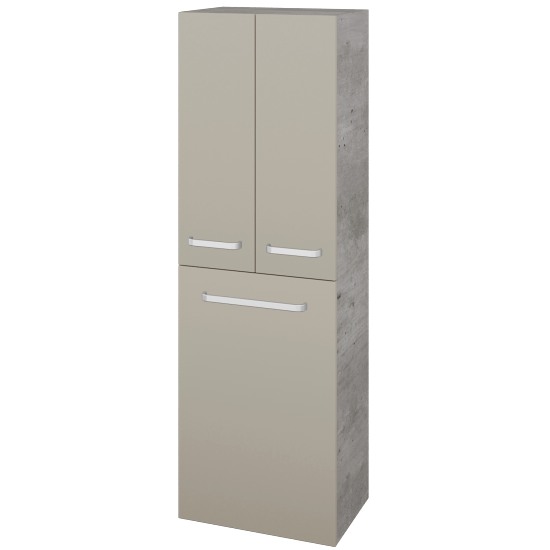 Hochschrank mit Wäschekorb UNI SVD3K 50  - D01 Beton - Griffes T01 - L04 Taupe Lack Hochglanz