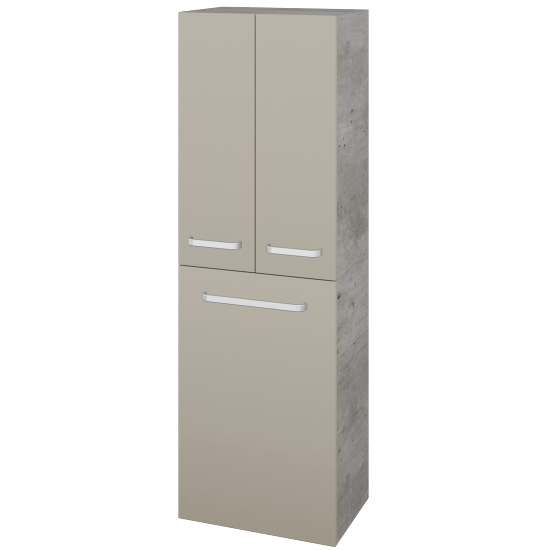 Hochschrank UNI SVD3K 50 (mit Wäschekorb)  - D01 Beton - Griffes T01 - L04 Taupe Lack Hochglanz