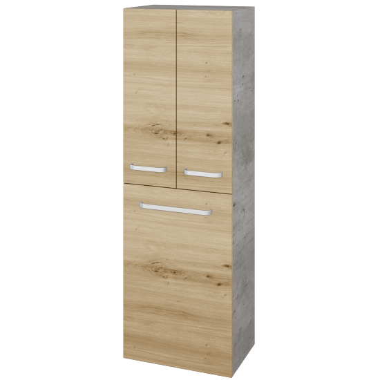 Hochschrank mit Wäschekorb UNI SVD3K 50  - D01 Beton - Griffes T01 - D22 Caramel