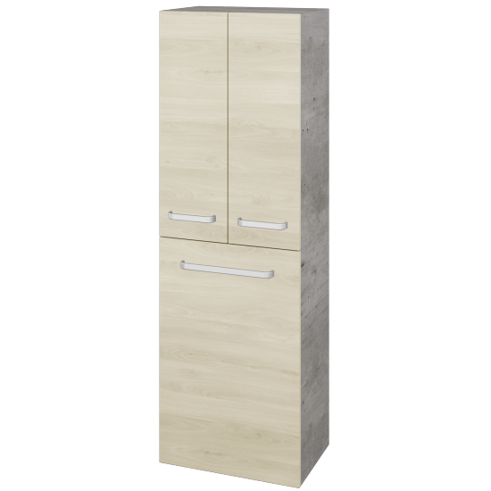 Hochschrank mit Wäschekorb UNI SVD3K 50  - D01 Beton - Griffes T01 - D24 Ohio