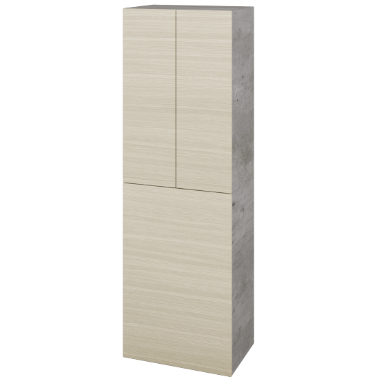 Hochschrank mit Wäschekorb UNI SVD3K 50  - D01 Beton - Griffes T00 - D04 Eiche