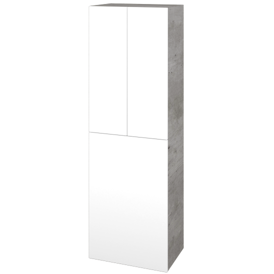 Hochschrank mit Wäschekorb UNI SVD3K 50  - D01 Beton - Griffes T00 - N01 Weiß Hochglanz