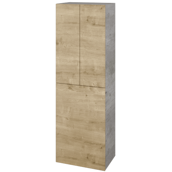 Hochschrank mit Wäschekorb UNI SVD3K 50  - D01 Beton - Grifflose Ausführung T00 (ohne Bohrungen für Griffe) - D09 Eiche Arlington