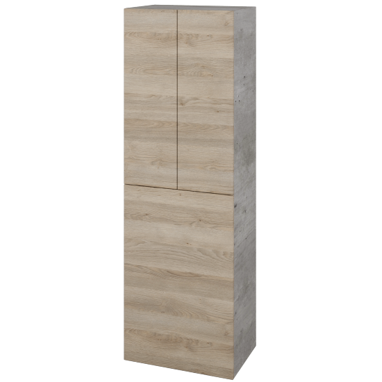 Hochschrank mit Wäschekorb UNI SVD3K 50  - D01 Beton - Grifflose Ausführung T00 (ohne Bohrungen für Griffe) - D17 Eiche Colorado