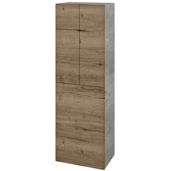Hochschrank mit Wäschekorb UNI SVD3K 50  - D01 Beton - Griffes T00 - D21 Tobacco