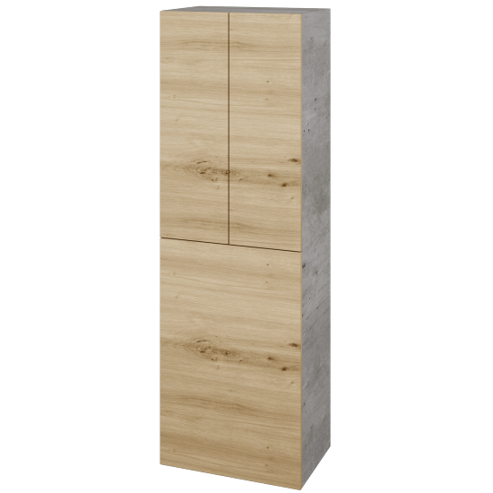 Hochschrank mit Wäschekorb UNI SVD3K 50  - D01 Beton - Grifflose Ausführung T00 (ohne Bohrungen für Griffe) - D22 Eiche Caramel