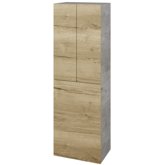 Hochschrank mit Wäschekorb UNI SVD3K 50  - D01 Beton - Griffes T00 - D26 Ontario