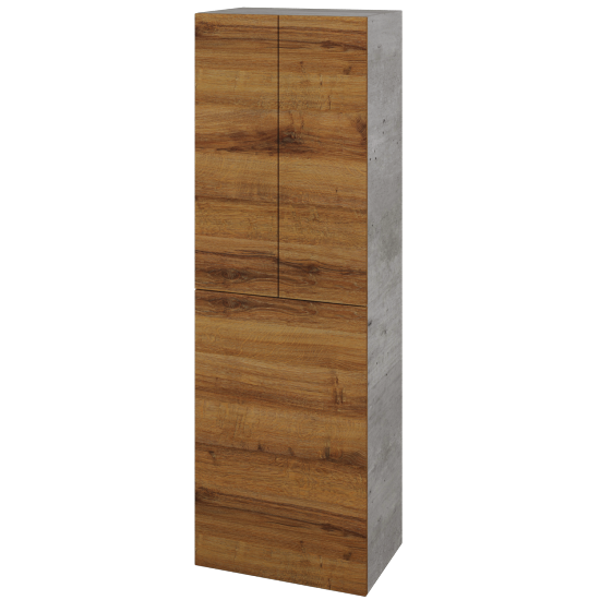 Hochschrank mit Wäschekorb UNI SVD3K 50  - D01 Beton - Grifflose Ausführung T00 (ohne Bohrungen für Griffe) - D27 Cognac