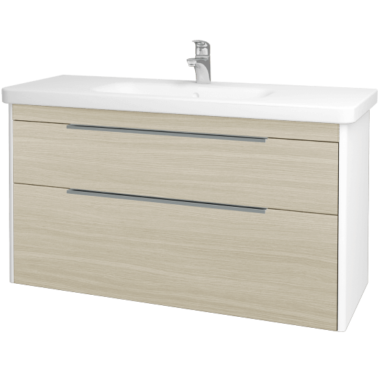 Badezimmerschrank TORO SZZ2 120  - L01 Weiß Lack Hochglanz - D04 Eiche