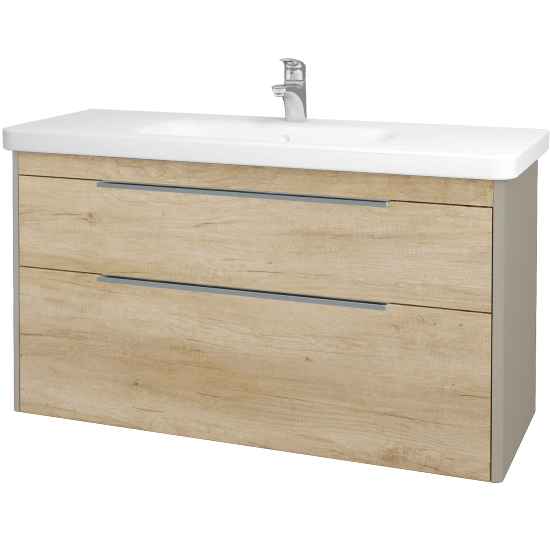 Badezimmerschrank TORO SZZ2 120  - L04 Taupe Lack Hochglanz - D15 Eiche Nebraska