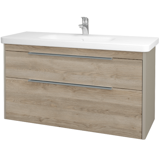 Badezimmerschrank TORO SZZ2 120  - L04 Taupe Lack Hochglanz - D17 Eiche Colorado