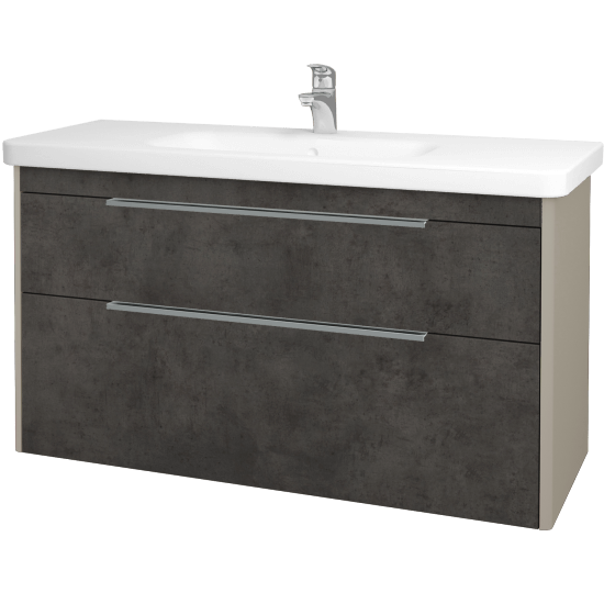 Badezimmerschrank TORO SZZ2 120  - L04 Taupe Lack Hochglanz - D16 Dark Beton