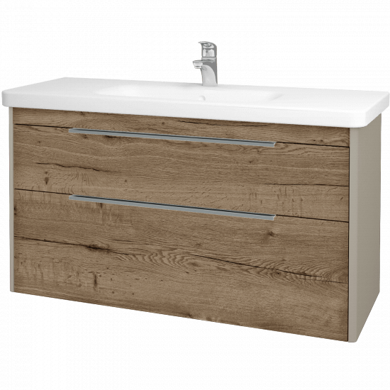 Badezimmerschrank TORO SZZ2 120  - L04 Taupe Lack Hochglanz - D21 Tobacco