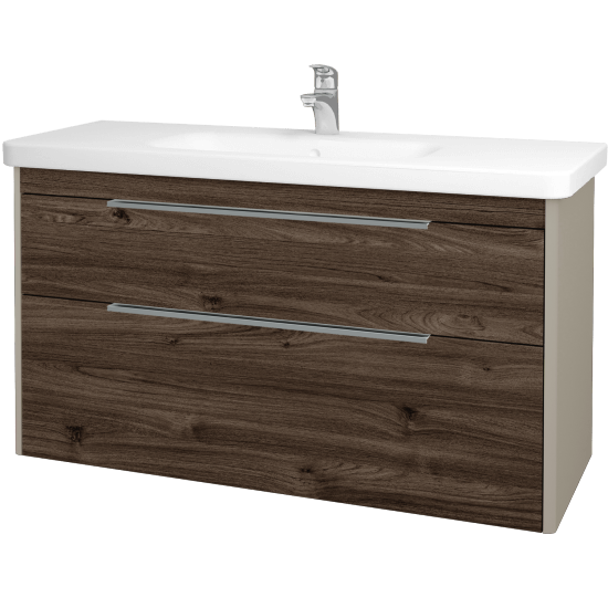 Badezimmerschrank TORO SZZ2 120  - L04 Taupe Lack Hochglanz - D25 Teak
