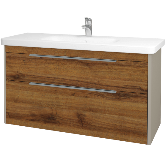 Badezimmerschrank TORO SZZ2 120  - L04 Taupe Lack Hochglanz - D27 Cognac