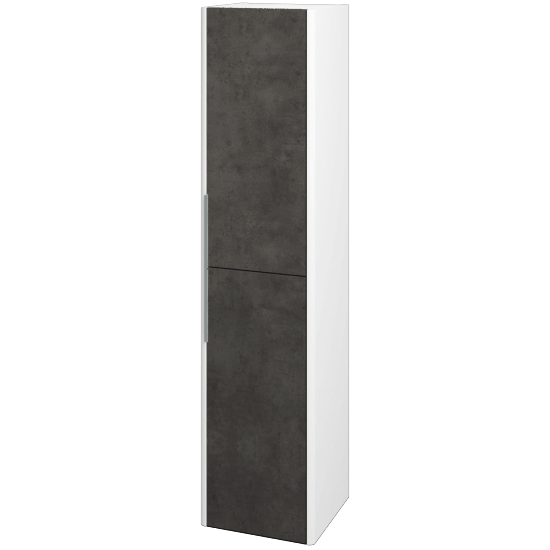 Hochschrank TORO SVD2 35  - L01 Weiß Lack Hochglanz - D16 Dark Beton - Links