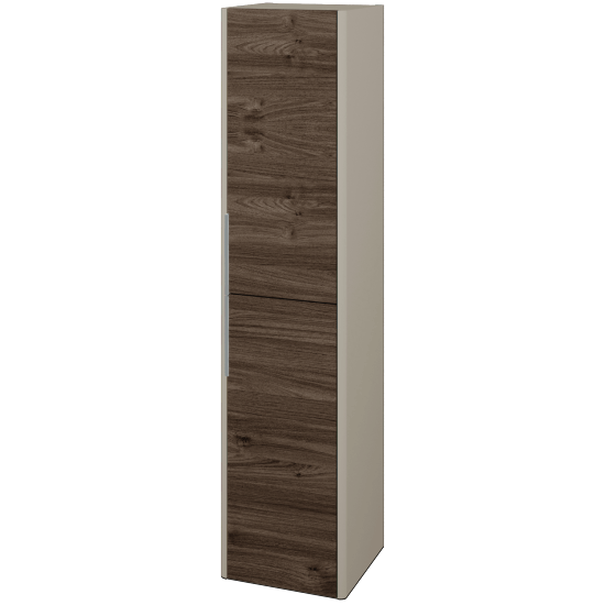 Hochschrank TORO SVD2 35  - L04 Taupe Lack Hochglanz - D25 Teak - Links