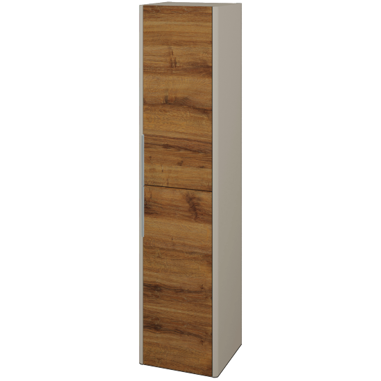 Hochschrank TORO SVD2 35  - L04 Taupe Lack Hochglanz - D27 Cognac - Links