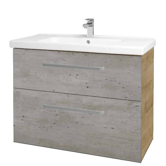 Badezimmerschrank MAGIC SZZ2 100  - D09 Eiche Arlington - Griffes T01 - D01 Beton