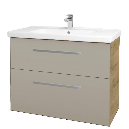 Waschtischunterschrank MAGIC SZZ2 100  - D09 Eiche Arlington - Griffes T01 - M05 Beige Lack Matt