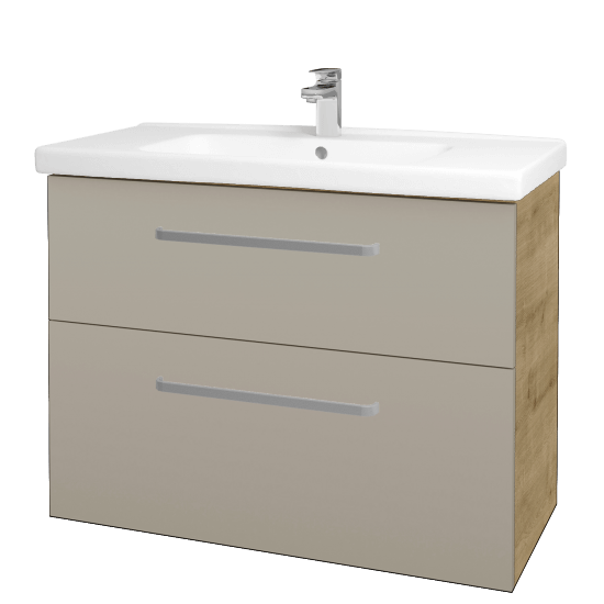 Badezimmerschrank MAGIC SZZ2 100  - D09 Eiche Arlington - Griffes T01 - M05 Beige Lack Matt