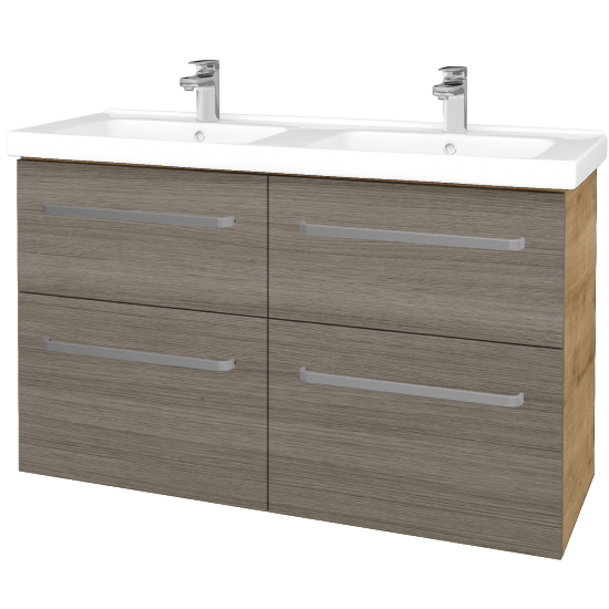 Badezimmerschrank MAGIC SZZ4 125  - D09 Eiche Arlington - Griffes T01 - D03 Cafe