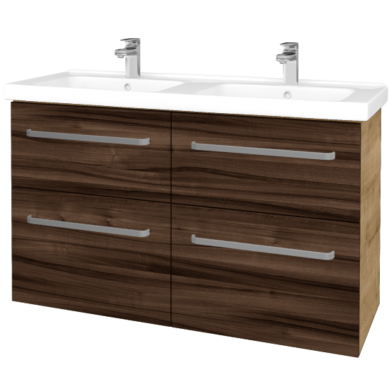 Badezimmerschrank MAGIC SZZ4 125  - D09 Eiche Arlington - Griffes T01 - D06 Nussbaum