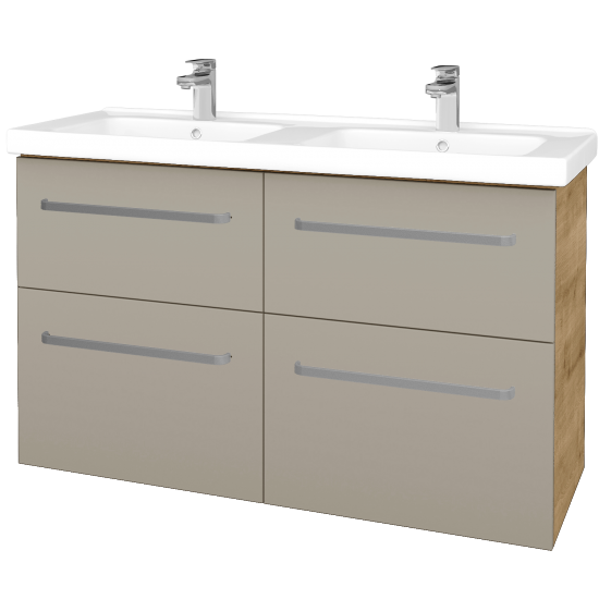 Waschtischunterschrank MAGIC SZZ4 125  - D09 Eiche Arlington - Griffes T01 - L04 Taupe Lack Hochglanz