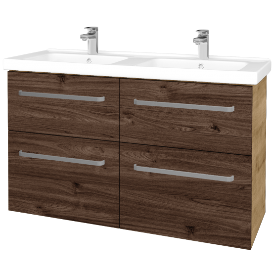 Waschtischunterschrank MAGIC SZZ4 125  - D09 Eiche Arlington - Griffes T01 - D25 Teak