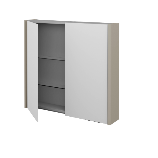 Badezimmer Spiegelschrank TORO GA2OE 80  - L04 Taupe Lack Hochglanz