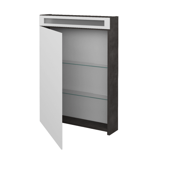 Badezimmer Spiegelschrank NEXT GAO 60  - D16 Dark Beton - Links