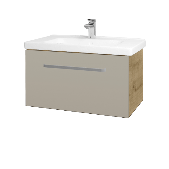 Waschtischunterschrank MAGIC SZZ 80  - D09 Eiche Arlington - Griffes T01 - L04 Taupe Lack Hochglanz