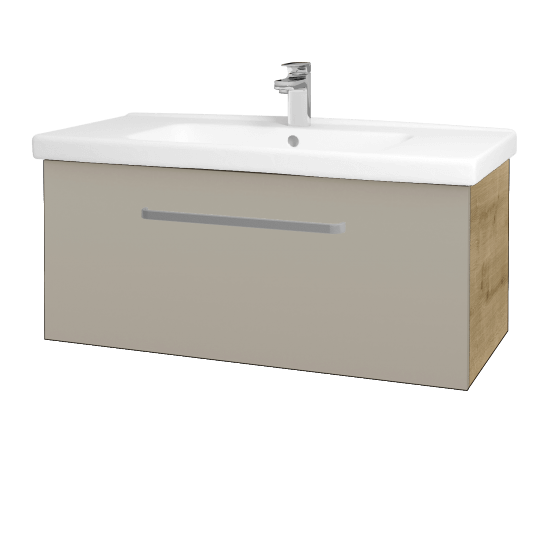 Badezimmerschrank MAGIC SZZ 100  - D09 Eiche Arlington - Griffes T01 - M05 Beige Lack Matt