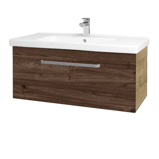 Badezimmerschrank MAGIC SZZ 100  - D09 Eiche Arlington - Griffes T01 - D25 Teak