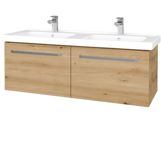 Waschtischunterschrank MAGIC SZZ2 125  - D09 Eiche Arlington - Griffes T01 - D22 Caramel