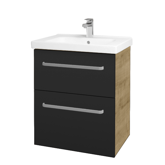 Waschtischunterschrank MAGIC SZZ2 65  - D09 Eiche Arlington - Griffes T01 - L03 Grau Metallic Lack Hochglanz