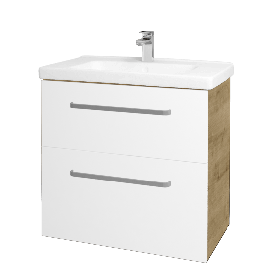 Waschtischunterschrank MAGIC SZZ2 80  - D09 Eiche Arlington - Griffes T01 - L01 Weiß Lack Hochglanz