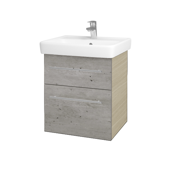 Waschtischunterschrank NEXT SZZ2 55 (Waschtisch Q)  - D04 Eiche - Griff T02 - D01 Beton