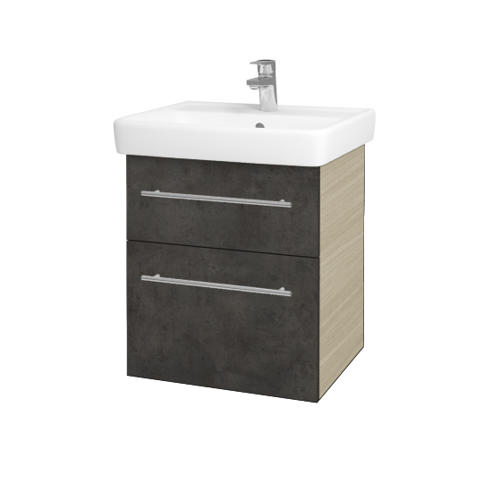 Waschtischunterschrank NEXT SZZ2 55 (Waschtisch Q)  - D04 Eiche - Griff T02 - D16 Dark Beton