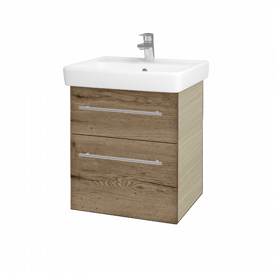 Waschtischunterschrank NEXT SZZ2 55 (Waschtisch Q)  - D04 Eiche - Griff T02 - D21 Tobacco