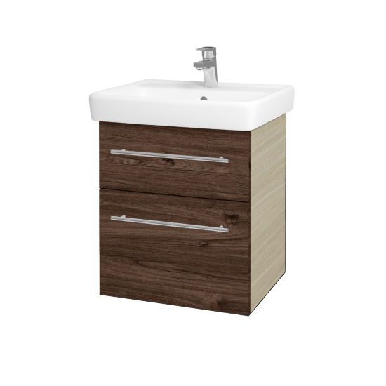 Waschtischunterschrank NEXT SZZ2 55 (Waschtisch Q)  - D04 Eiche - Griff T02 - D25 Teak