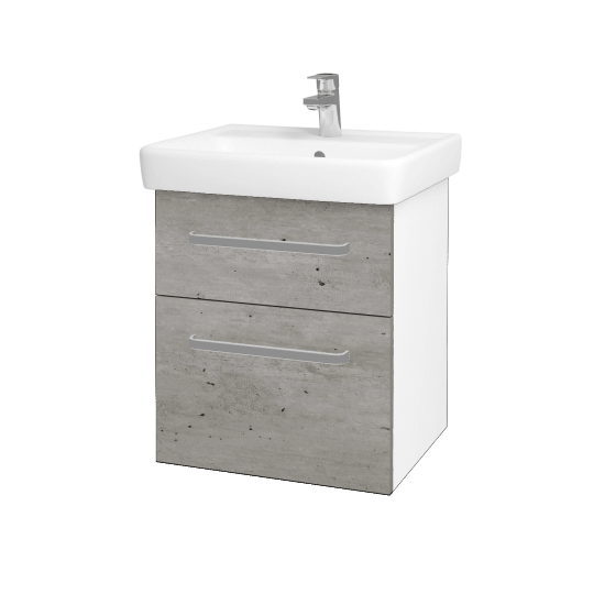 Waschtischunterschrank NEXT SZZ2 55  - N01 Weiß Hochglanz - Griffes T01 - D01 Beton